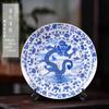 Jingdezhen azul e branco porcelana pendurada placa novo estilo chinês casa sala de estar decoração placa Qingming rio pintura artesanato placa decoração