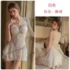 Precioso y sexy bustier de malla fruncida con escote en V pronunciado, acolchado, con camisola de encaje floral, camisón y bata, conjunto para casa 6803