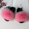 Sapatos de Pelo de Raposa Real Europeus e Americanos para Comércio Exterior Femininos Verão Pelo de Pele Chinelos Sandálias Baixas Pelo de Guaxinim