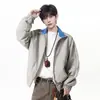 Chaqueta aviador color burdeos para hombre, nuevo modelo primavera y otoño 2026, estilo retro americano, corte holgado, longitud corta, abrigo con cuello alto