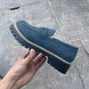 2025 Novos Mocassins Primavera e Outono Plus Size Casual Sandy Estilo Britânico Sapatos Femininos Salto Grosso Sola Grossa Comércio Exterior Vintage