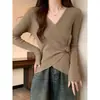 Camisa de Base Canalé Estilo Chanel para Mujer, Nuevo Top Holgado Adelgazante Talla Grande para Primavera, Otoño e Invierno