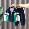 5920 Conjunto Esportivo Masculino Primavera e Outono 2026 Novo Roupa Esportiva Infantil Masculina Conjunto de Duas Peças Color-Blocking de Outono Tendência