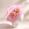 Gorro para bebé niña otoño e invierno boina tejida para bebé encantador sombrero de pintor para niña pequeña sombrero de lana para niños moderno