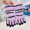Guantes de esquí para niños Sanrio Kulomi de invierno para bebés, bonitos, cálidos, forrados con vellón, gruesos, impermeables para la nieve para niñas.