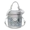 Bolso Cilíndrico de Pedrería de Moda y Tendencia en Nicho con un Diseño y Textura de Alta Gama, Bolso de Mano para Oficinistas, Bolso Cruzado Elegante para Mujeres