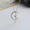Collar Gato de la Luna con Circonita Amanecer de Primavera Colgante Japonés y Coreano Fuente de Regalo para Transmisión en Vivo Cadena para Clavícula Gato Pequeño Piedra Lunar