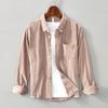 Outono e Inverno All-match Retro Casual Pure Cotton Corduroy Shirt Jaqueta Masculina Casual Simples Solid Color Shirt para Homens