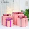 Nova caixa de presente de Natal decoração de janela layout de cena Caixa de presente quadrada rosa ciano pilha cabeça adereços