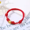 Pulseira Ouro de Areia Lingote Pequeno Trançada Ano Zodiacal Pulseira de Corda Vermelha Pulseira Casal Pulseira Melhor Amiga Pequena Fresca