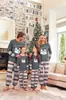 Roupas Familiares Pai-Filho Outono e Inverno Pijama Duplo Longo Gola Redonda Pulôver Roupas de Casa Fornecimento Direto Plataforma Transfronteiriça Roupas de Natal