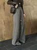 Tecido luxuoso - cintura alta, corte tridimensional, mistura de caxemira e seda de amoreira, calça casual de corte reto com cordão trançado