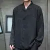 Camiseta casual de manga larga holgada con cuello en V, talla grande, Hanfu estilo chino, top de jacquard para primavera/otoño, colección 2026, talla grande