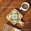 En stock Portavasos de Azulejo de Madera Maciza con Asa Aislamiento Térmico Salvamanteles Simple para Hogar de Madera Maciza para Mesa de Comedor Salvamanteles para Sopa y Arena