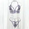 Conjunto de Lencería Calado Transfronterizo Europeo y Americano para Mujer con Tirantes Florales Bordados, Sujetador y Bragas Sexys 9027, Sensación de Alta Gama