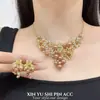 2026 Novo Estilo Vintage Strass Pérola de Imitação Colar e Brincos Personalizados Conjunto de Duas Peças Joias de Moda Versáteis Atacado