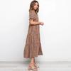 2021 comercio exterior transfronterizo Amazon eBay moda primavera y verano nuevo vestido de manga corta con estampado de leopardo plisado de gran vuelo ropa de mujer