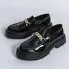 Sapatos de couro estilo britânico para negócios, modelo novo 2026 plus size para todas as estações, sapatos de couro de sola grossa da moda, mocassins para aumentar a altura para homens, tamanho 46