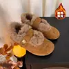 Sapatos Rasos Peludos Estilo Novo 2026, Quentes e Forrados com Lã, Antiderrapantes, Confortáveis, Versáteis, de Solado Macio, Sapatos Rasos de Moda Inverno