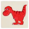 Juguete de rompecabezas de dinosaurio tridimensional con hebilla de madera para niños, rompecabezas creativo de dibujos animados para la educación temprana del bebé