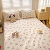 Sábanas de Cama a Cuadros de Algodón Puro Pieza Única 100% Algodón Sábanas para Cama Individual Funda de Almohada Juego de Tres Piezas para Todas las Estaciones