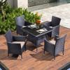 Conjunto de Mesa e Cadeiras de Vime para Pátio, Combinação de Vime para Jardim, Quintal, Ar Livre, À Prova d'Água, Resistente ao Sol, Mesa e Cadeiras de Jantar para Lazer, Vime PE