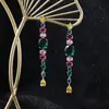 Brincos Longos Geométricos Coloridos Simples com Franjas Elegantes Nicho Versátil Casual Diário Para Ir ao Trabalho Brincos da Moda
