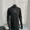 Moletom versátil e moderno para outono e inverno, cor sólida, gola redonda, mangas compridas, forrado com fleece, caimento solto, estilo pullover, novo design de uma marca popular