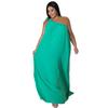 Transfronteiriço 2022 Verão Novo Europeu e Americano Plus Size Feminino Sem Mangas Gola Alta Costas Nu Cor Sólida Vestido Vestido