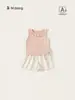 Bangxuan Roupa Infantil Verão Conjunto Meninas Colete Shorts Roupa Bebê Conjunto Duas Peças Leve Meninas Roupa para Passeio de Recém-Nascido