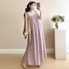 Vestido de Tirantes de Longitud Media con Estampado Floral Tridimensional Atmosférico Conjunto de Dos Piezas Adelgazante Moda Nueva Verano 2025 Atuendo de Maternidad para Mujer