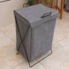 Cesta de Lavandería de Algodón y Lino Impermeable Cesta para Ropa Sucia Cesta de Almacenamiento de Ropa Sencilla Japonesa con Soporte de Hierro Tela Plegable Cesta Cubo para Ropa Sucia
