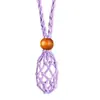 Collar Tejido con Colgante de Malla de Piedra Temu Transfronterizo Bolsillo de Malla Telescópico Ajustable Colgante de Malla Tejido a Mano con Cuentas de Madera