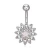 E-commerce transfronteiriço exclusivamente para piercing de umbigo com pedra preciosa australiana, piercing de umbigo com girassol e diamantes, produtos de piercing de aço inoxidável europeus e americanos em estoque