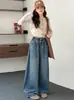 Calça Jeans Feminina Primavera e Outono 2026 Nova Casual Solta Outono Reta Perna Larga Estilo Outono Crianças Grandes Calças Infantis