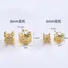 Soporte de Flores de Doble Cara Relleno de Oro de 18 Quilates Conserva el Color Microincrustado de Circonita Calada Holder de Perlas de Pétalo de Cuatro Hojas Accesorios para Pulseras DIY