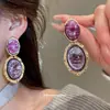 Pendientes de Botón de Diamante Redondo de Resina Usados Diseño Sensación Nicho Únicos Pendientes Lujo Ligero Sensación de Alta Clase Pendientes Largos Accesorios para Orejas
