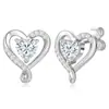 Pendientes Doble Capa Corazón Eterno de Plata de Ley S925 Transfronterizos Europeos y Americanos para Mujer con Doce Piedras de Nacimiento Pendientes de Plata Moda Amazon