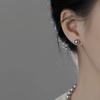 S999 prata esterlina retro elegante cinza brincos de pérolas francês das mulheres high-end sentimento temperamento orelha redonda jóias atacado