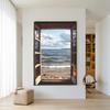 Ventana Falsa Minimalista Moderna Paisaje Marino Pintura Decorativa Pared de Fondo para Sofá Pintura de Techo a Suelo Extensión del Espacio Dormitorio Pintura Colgante