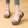 Sandalias Romanas de Suela Gruesa para Mujer, Nuevo Estilo Coreano Verano 2026, Sandalias de Playa Abiertas con Velcro de Suela Blanda Cómodas para Uso al Aire Libre