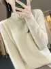 Suéter pullover vermelho gola alta estilo nacional com fecho lateral fenda ampla Casual Lã pura novo malha manga longa