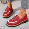 Zapatos de Cuero Gruesos Transfronterizos Europeos y Americanos 2026 Mocasines Transfronterizos Estilo Británico para Mujer Zapatos Pequeños de Cuero Nuevos Slip-on Primavera Venta al por Mayor Talla Grande