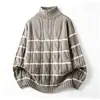 Cárdigan de Punto Trenzado para Hombre Otoño e Invierno Europeo y Americano con Media Cremallera, Bloque de Color, Cuello Alto de Canalé, Suéter Holgado de Capa Base