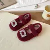 Zapatos Peludos para Niñas Invierno Nuevos Elegantes Zapatos Infantiles Niña Princesa Zapatos de Algodón Bebé Felpa Adorno de Pedrería Mocasines