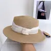 Chapéu de Palha com Aba Reta e Fita Plissada Estilo Coreano para Mulheres, Chapéu de Sol para Viagem de Verão na Praia, Proteção Solar ao Ar Livre