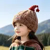 Gorro tejido para niños, unisex, gorro de lana cálido, diseño de caricatura lindo, cubreorejas, estampado de estrellas, gorrito para bebé de otoño e invierno