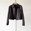 Chaqueta de Piel Genuina Europea para Mujer, Estilo Corto, Novedad Primavera 2026, Piel de Oveja, Corte Ajustado, Versátil, Cuello Solapa, Abrigo
