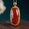 Nova moda South Red Bull vermelho pingente de sangue embutido cor cheia temperamento retrô sul ágata vermelha ouro incrustado pingente de jade para as mulheres