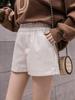 Shorts de Moda Casual para Mujer, Nuevo Estilo Otoño e Invierno 2025, de Línea A, Holgados, Pierna Ancha, Adelgazantes, de Cintura Alta, Shorts de Piel Sintética para Ropa de Abrigo